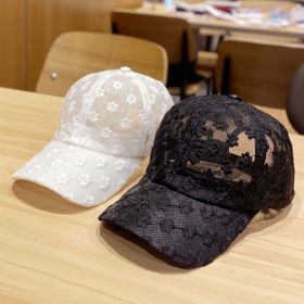 Breathable Flowers Lace Baseball Cap; Sunscreen Hollow Out Adjustable Sports Sun Hat For Women (Color: White)
