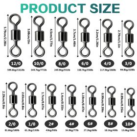 100pcs/pack Stainless Steel Rolling Swivel Connector; 30Lb-1322 Lb High Strength Fishing Rolling Barrel Swivels Fishing Tackle Accessories For Sa (size: 2/0#, 180lb)