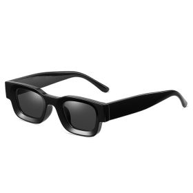 Ins Polarized Sunglasses Fashion Small Square Women Retro Punk Shades UV400 Men Trending Sun Glasses Popular (Frame Color: As Picture, Lenses Color: Black)