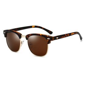 Polarized Sunglasses Men Women Brand Design Eye Sun Glasses Women Semi Rimless Classic Men Sunglasses Oculos De Sol UV400 (Frame Color: As Picture, Lenses Color: leopard)