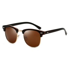 Polarized Sunglasses Men Women Brand Design Eye Sun Glasses Women Semi Rimless Classic Men Sunglasses Oculos De Sol UV400 (Frame Color: As Picture, Lenses Color: brown)