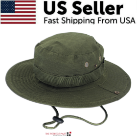 Wide Brim Sun Hat UV Protection Bucket Cap For Hiking Camping Fishing Safari Men (Hat Color: Boonie Army Green)
