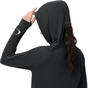 Women's Sun Shirts UPF 50+ UV Protection SPF Long Sleeve Hiking Fishing Running Outdoor Lightweight Quick Dry (Color: Black  Hooded  X-Small)
