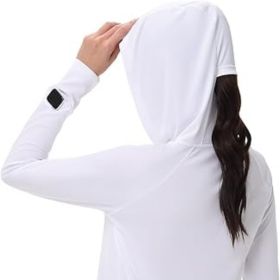 Women's Sun Shirts UPF 50+ UV Protection SPF Long Sleeve Hiking Fishing Running Outdoor Lightweight Quick Dry (Color: White   Hooded Large)
