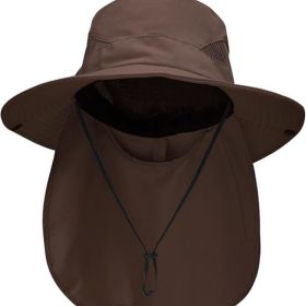 Sun Hats for Men Women with Neck Flap UPF 50+ UV Protection Wide Brim Bucket Hat Safari Hiking Fishing Hats (Color: Brown  neck Flap  Neck Flap)
