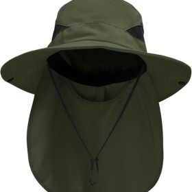 Sun Hats for Men Women with Neck Flap UPF 50+ UV Protection Wide Brim Bucket Hat Safari Hiking Fishing Hats (Color: Green  neck Flap  Neck Flap)