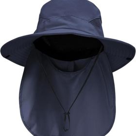 Sun Hats for Men Women with Neck Flap UPF 50+ UV Protection Wide Brim Bucket Hat Safari Hiking Fishing Hats (Color: Blue  neck Flap  Neck Flap)