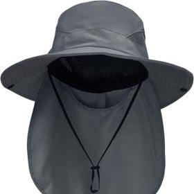 Sun Hats for Men Women with Neck Flap UPF 50+ UV Protection Wide Brim Bucket Hat Safari Hiking Fishing Hats (Color: Darkgrayneck Flap   Neck Flap)