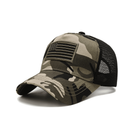 JupiterGear American Flag Trucker Hat with Adjustable Strap (Color: Camo and Green)