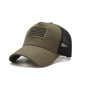 JupiterGear American Flag Trucker Hat with Adjustable Strap (Color: Green and Green)
